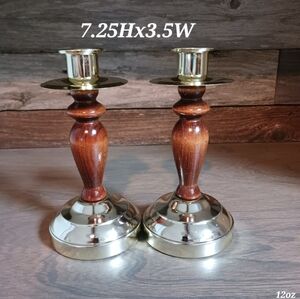Vintage wood and gold Home Interior candle holders